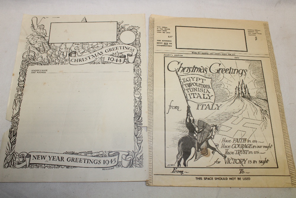 Two WWII illustrated unused aerographs - 1944 Christmas,