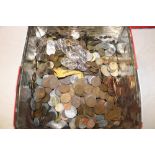 A large selection of various pre-decimal GB coins, Foreign coins etc.