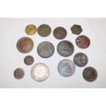 A selection of various 18th and 19th century bronze tokens and coinage including Bank of Upper