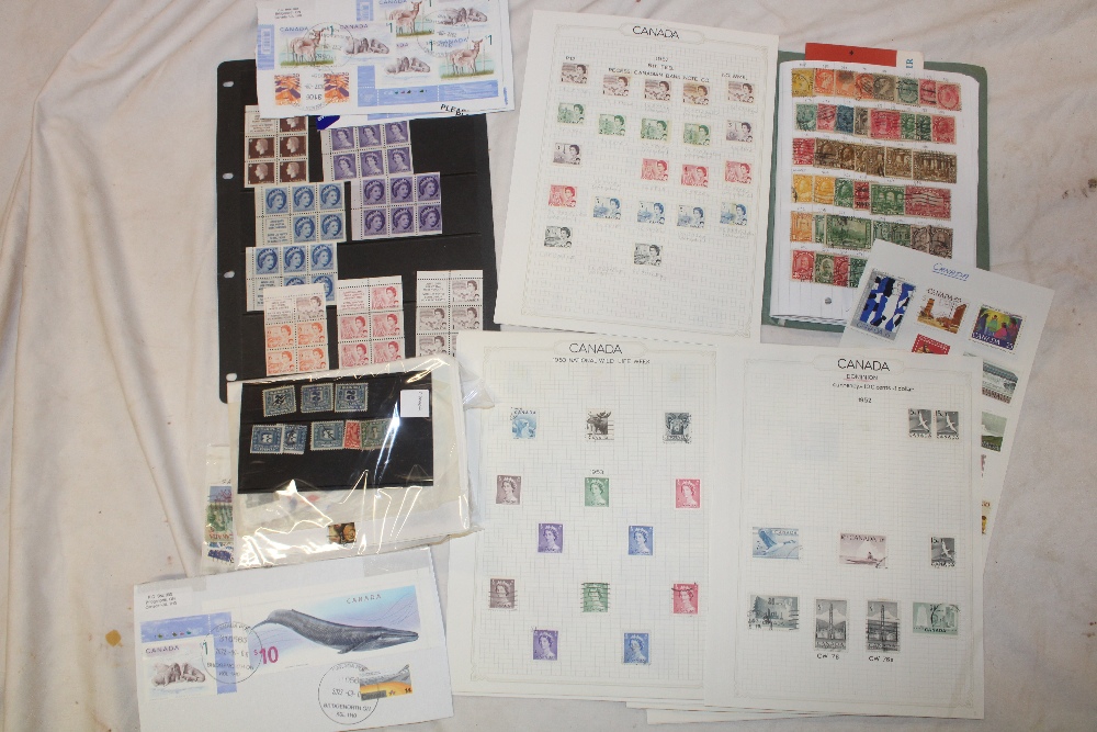 Various stock cards and club books containing a collection of Canada stamps together with stamps