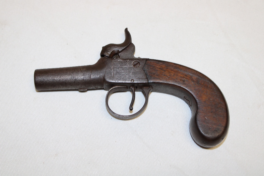 A 19th century percussion pocket pistol with 1¾" steel turn-off barrel,