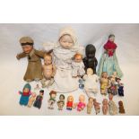 A selection of miniature dolls including china and composition examples,