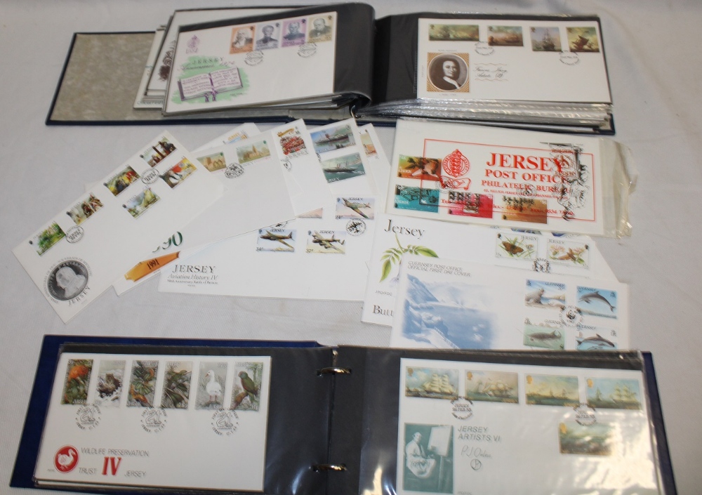 Two albums of Jersey first day covers 1970's/80's