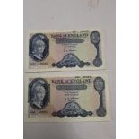 Two blue £5 notes signed O'Brien