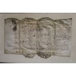 A Charles II vellum indenture dated 1676 relating to Thomas Owen of Cornorrion in the County of
