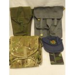 A military webbing backpack, two ammunition pouches,