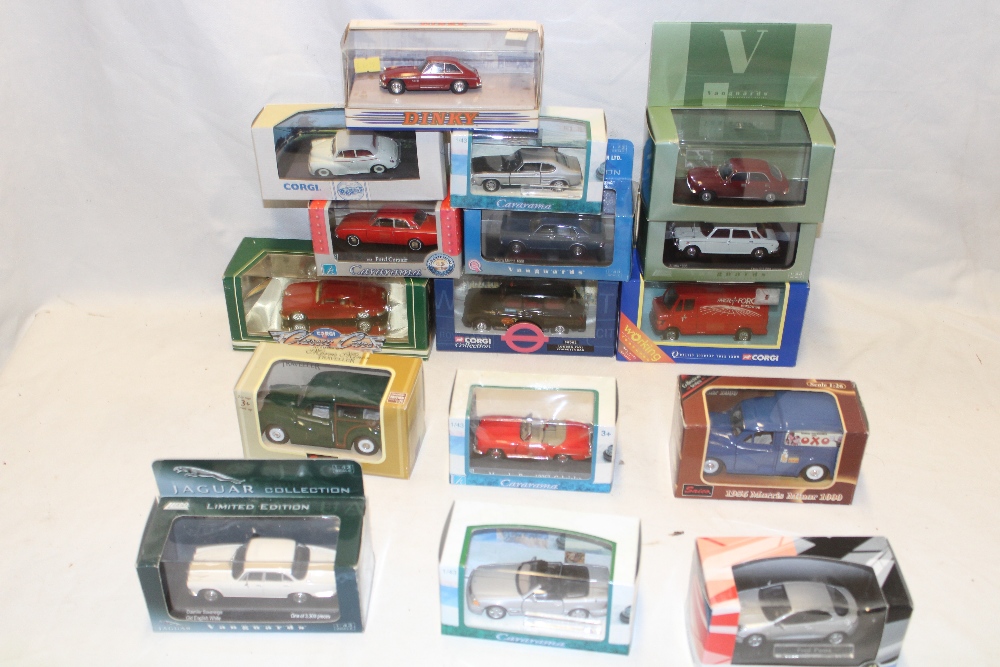 Sixteen mint and boxed classic vehicles including Cararama, Corgi, Dinky, Vanguards etc.