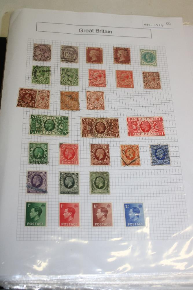 A folder album containing a collection of GB stamps, Victoria onwards together with Channel Islands,