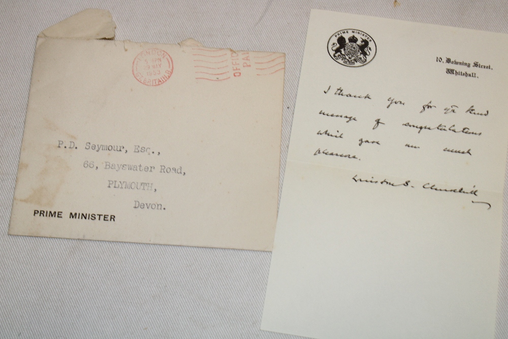 A 1953 envelope with London official paid postmark from the Prime Minister at 10 Downing Street