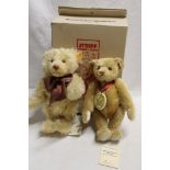 Two modern Steiff plush covered teddy bears in Steiff box