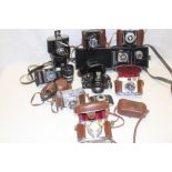 A selection of various collector's cameras including Leica AF-C1; Kershaw folding camera;