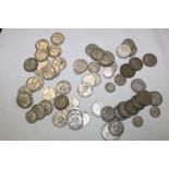 A selection of over 45 various pre-1947 silver shillings, 1925 silver half crown,