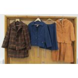 Three middle 20th Century ladies skirt suits in ginger silk,