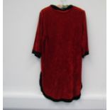 A Lee Bender at Bostop red velvet short dressing gown trimmed in black with self tie front