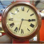 An early 20th Century walnut framed slave dial clock with quartz mechanism,