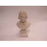 A composite marble bust of Beethoven, signed to back,