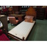 Two George V burr walnut single beds