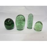 Four Victorian green glass dumps