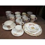 A collection of Royal Commemorative cups, saucers and plates, Victoria, George V and Mary,
