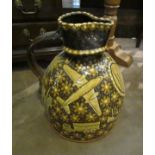 A Harleston Pottery oversized jug with allover floral sprays and helicopter design,