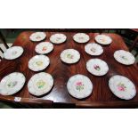 A set of fifteen Victorian handpainted botanical dinner plates (some a/f)