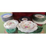 A quantity of Victorian dinner plates decorated with floral bouquets,