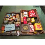Two boxes of vintage tins including Coleman's Mustard