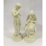 Two Victorian Parian ware figures of semi-clad maidens,