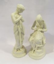 Two Victorian Parian ware figures of semi-clad maidens,