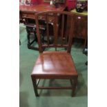 An early 18th Century set of six fruitwood pegged joined dining chairs attributed to East Anglia