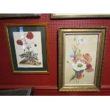 Two botanical studies, a watercolour and gouache circa 1900 of poppies,