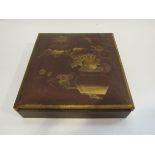 A circa 1900 Chinese lacquered tea caddy and a game box