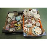 Two boxes of mixed ceramics to include Crown Derby, Victorian figurines, Shelley china etc.