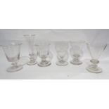Six Georgian and later glasses including engraved glass rummer