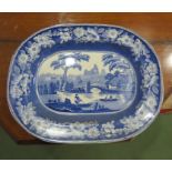 A Victorian blue and white serving platter,