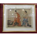 A William Russell Flint print of semi-clad flamenco dancers, framed and glazed,