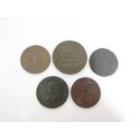 Various 18th and 19th trade tokens to include Charles guests auctioneers, Bury 1795,