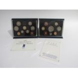 Cased Royal Mint uncirculated proof sets for the years 1992, 1993,