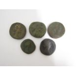 Five Roman bronze Sestertius including Crispina, Faustina I and II, 2x Lucilla.