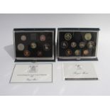 Cased Royal Mint uncirculated proof sets for the years 1987, 1989,