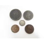 George III (1760-1820) A collection of coins to include cartwheel 2d, 1d,