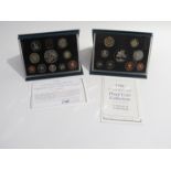 Cased Royal Mint uncirculated proof sets for the years 1996, 1997,