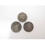 Henry III (1216-72) three hammered silver voided long cross pennies