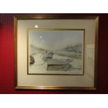 BENJAMIN SMITH (XX-XXI): An artist's proof print depicting rowing boats moored in calm water,