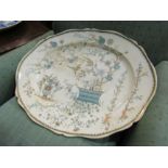 A Victorian meat platter, tree, bird and vase design,