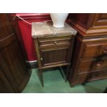 A pair of wooden 20th Century French associated marble topped night stands 82cm high,