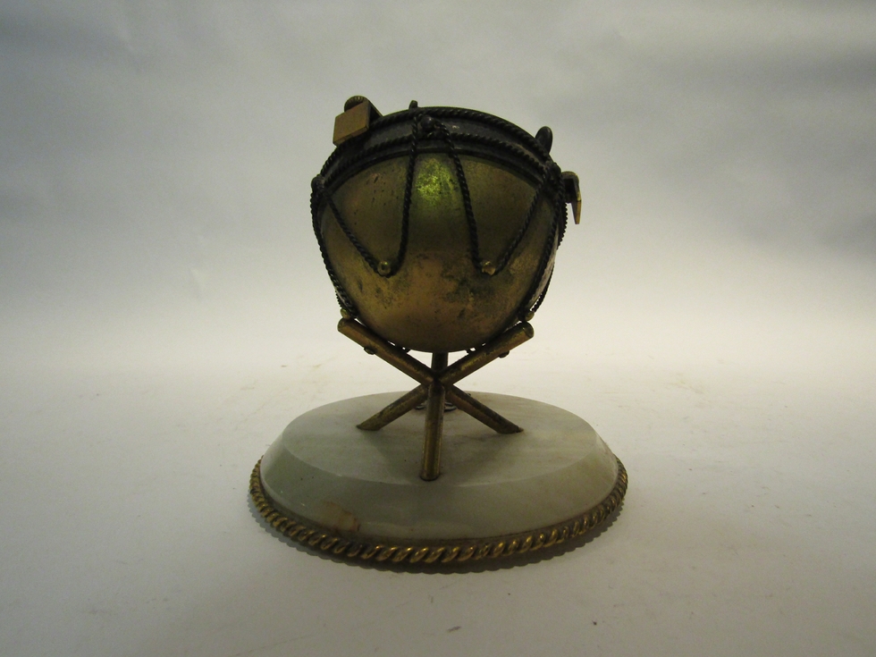 A 19th Century novelty desk timepiece as a kettledrum with ormulu mounts, - Image 4 of 4