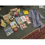 Two boxes of mostly Wallace & Gromit memorabilia: toys, cards, books, etc.