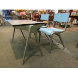 A post-war mid century Esavian (ESA) child's school table and two chairs.