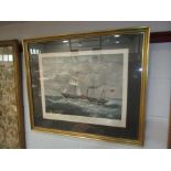 A print entitled "The British Queen, on her first voyage from London to New York",